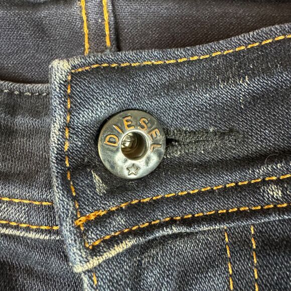 Diesel Men's Skinny Jeans - Dark Blue with Black Patch - Picture 8 of 15